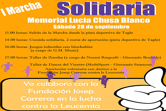 Tagle acoge este sábado la I Marcha Solidaria Memorial Lucía Chusa Blanco contra la leucemia