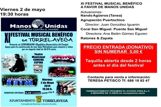 Festival Benéfico de Manos Unidas para construir un centro asistencial para mujeres sin recursos y sus hijos en el Congo FestivalManosUnidas