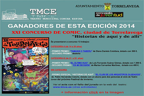 El tinerfeño Luis Fernando Suárez gana el XXI Concurso de Cómic Ciudad de Torrelavega con “El último hijo” ConcursoComicGanadores2014