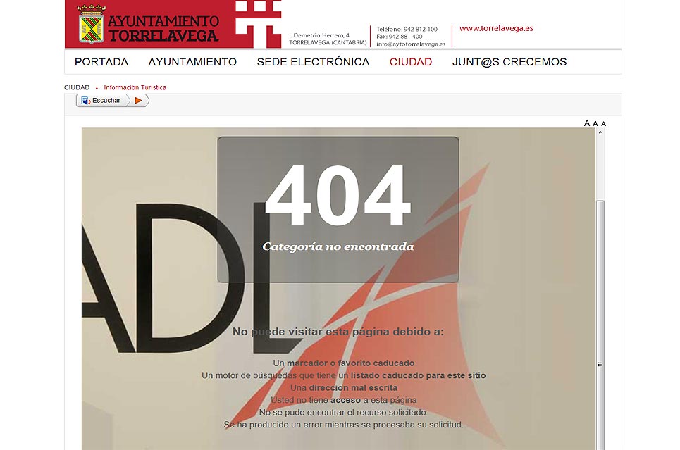 El PP dice que Torrelavega es de las pocas ciudades de España que no tiene su información turística en internet AytoPaginaTurismo