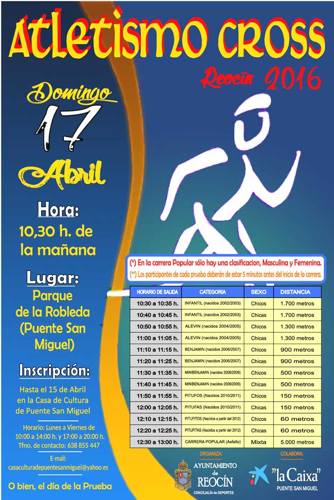 Corredores desde los cuatro años se darán cita el 17 de abril en el Cross Escolar de Reocín ReocinAtletismoCross2016
