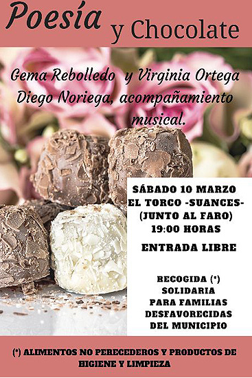 Recital poético-solidario ‘Poesía y Chocolate’ este sábado en Suances SuancesPoesiaChocolate