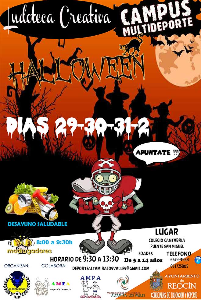 Reocín presenta un campus multideporte y ludoteca para las vacaciones escolares de Halloween ReocinLudotecaHalloween