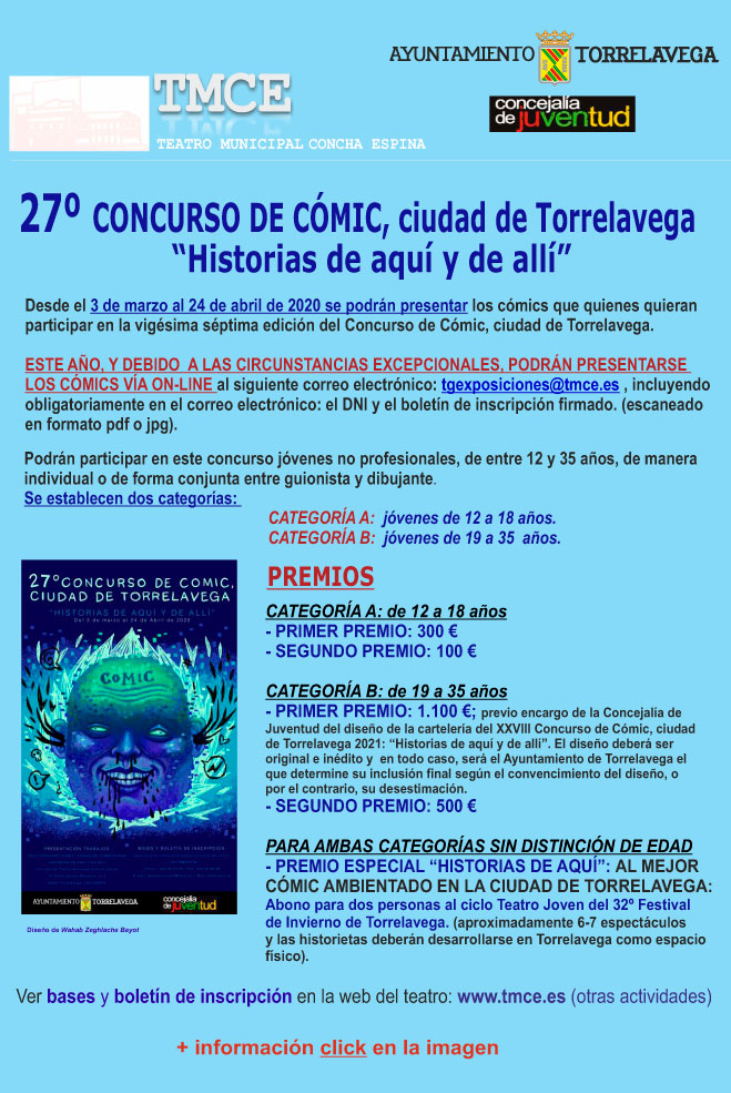 Los cómics para participar en el 27º Concurso ‘Ciudad de Torrelavega’ pueden presentarse vía on-line ConcursoComic2020Cambio