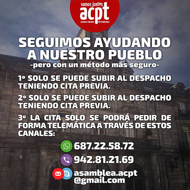 ACPT prioriza la atención telemática y retoma la presencial con cita previa ACPTCitaPrevia