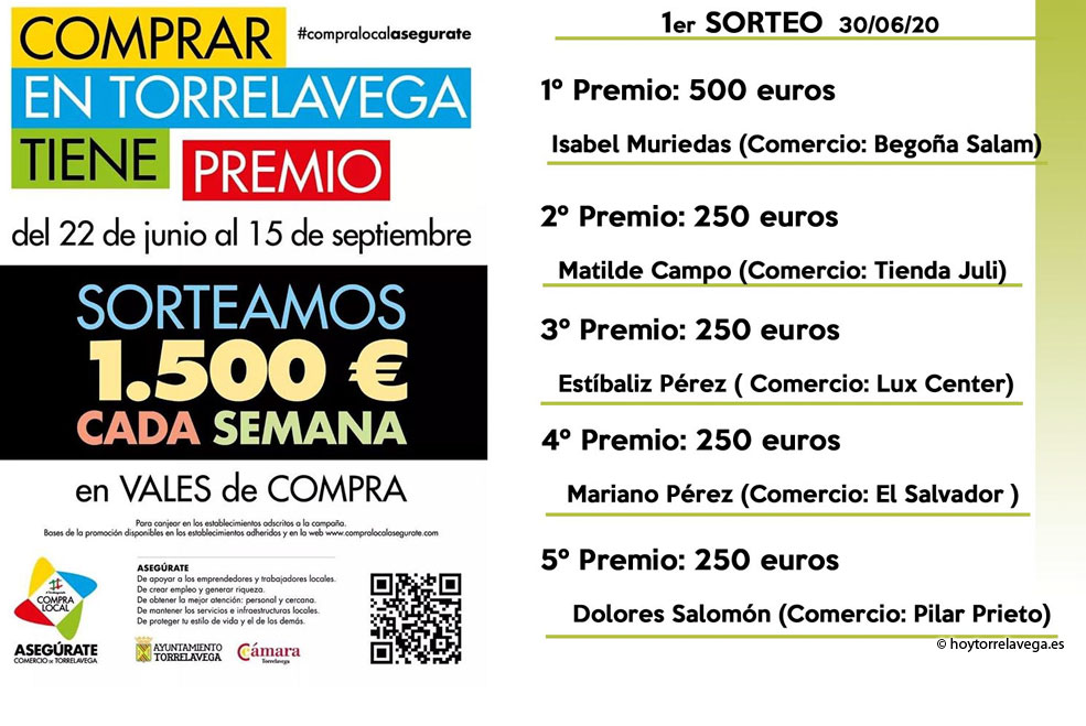 Primeros ganadores de la Campaña de Vales de Compra de Torrelavega SorteoValesCompras300620