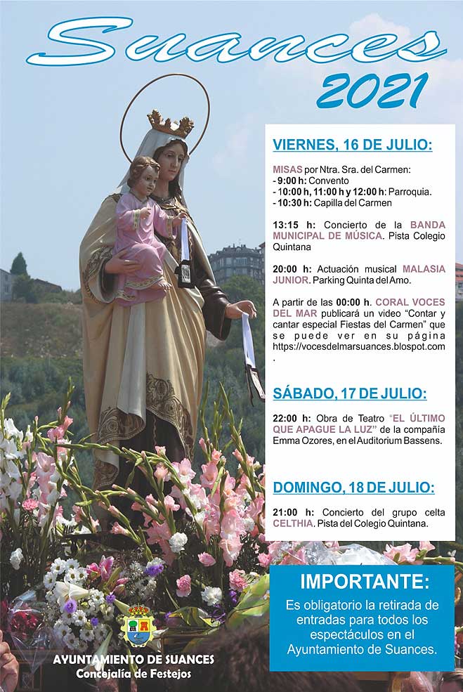 Actividades lúdicas y culturales en Suances con motivo de la Virgen del Carmen SuancesFiestasCarmen2021