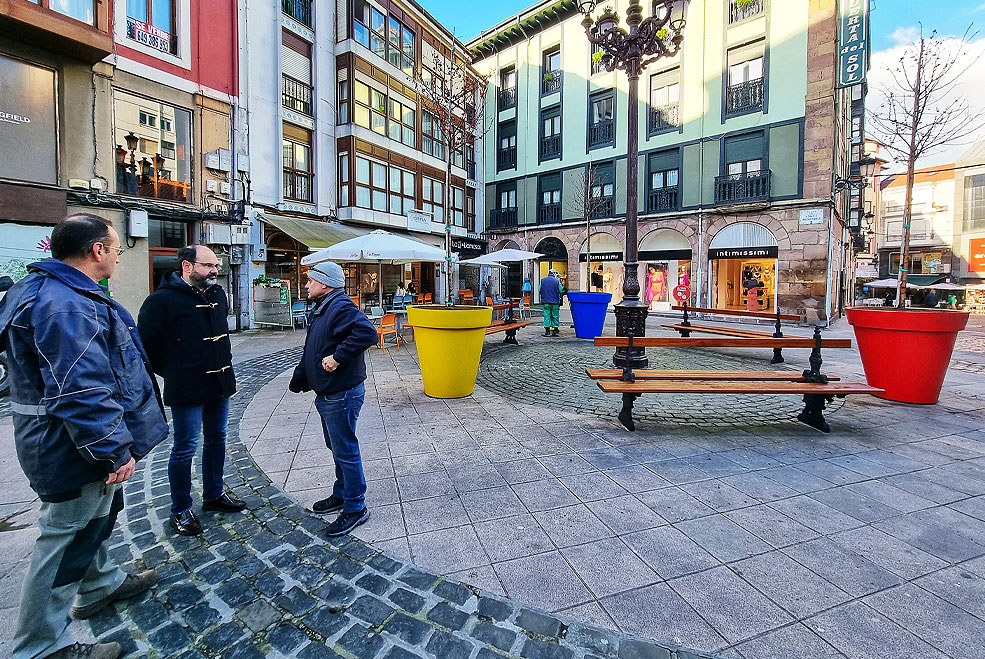 Parques y Jardines instala tres macetas gigantes con árboles en la Plazuela del Sol UrracaMacetasPlazuelaSol