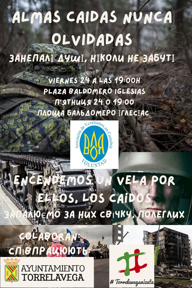 Torrelavega recuerda al pueblo ucraniano este viernes en la Plaza Baldomero Iglesias AlmasOlvidadas