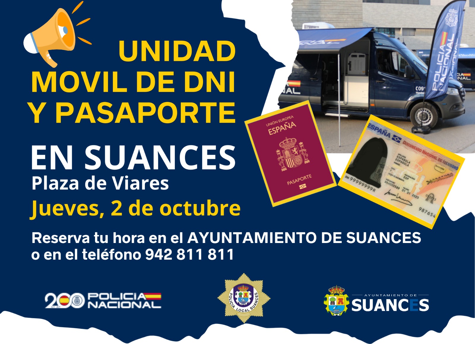 La Policía Nacional expedirá DNI y Pasaportes en Suances el 2 de octubre y el 2 de diciembre