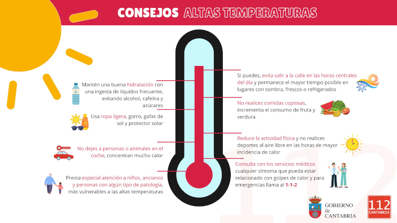 Cantabria activa el máximo nivel de riesgo para la salud por calor en el litoral cántabro, valles interiores y Villaverde y nivel medio en Liébana
