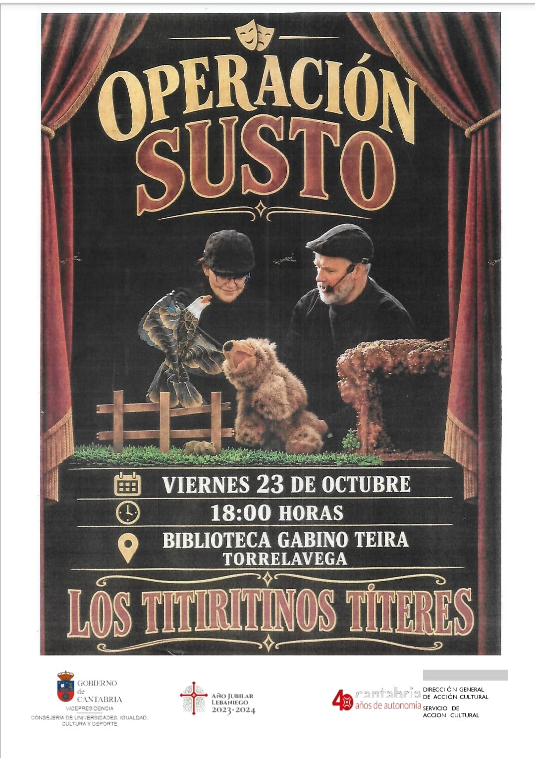 Torrelavega celebra el Día de la Biblioteca con el espectáculo de títeres y cuentacuentos ‘Operación Susto’